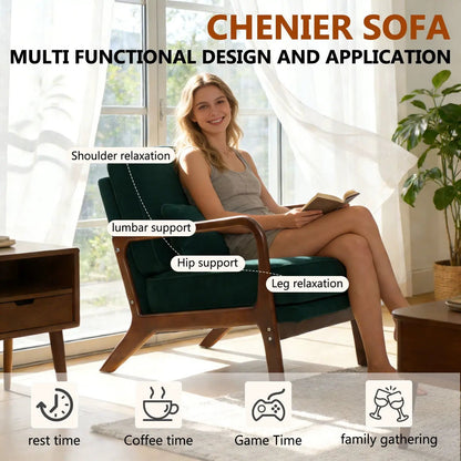 Upholstered Living Room Chair With Lumbar Cushion