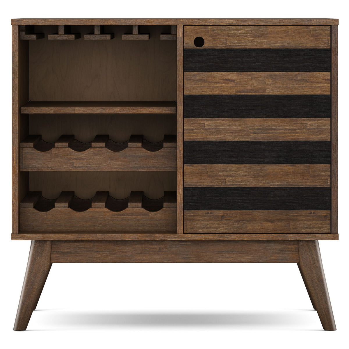 Solid acacia wood wine cabinet with adjustable storage, brown finish, HouseOfZazla on Tampa Home & Garden Store