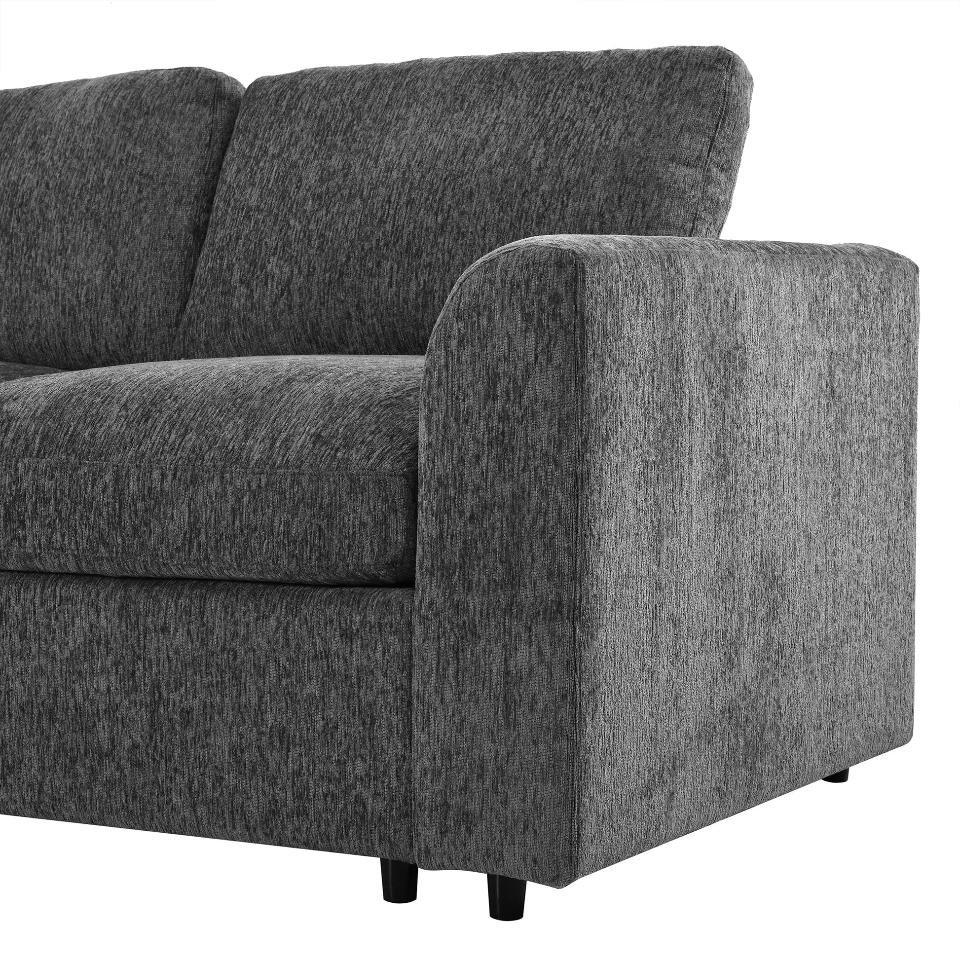 U-Style 130.3 modular sectional sofa 4-seater in gray fabric with black legs on Tampa Home & Garden Store