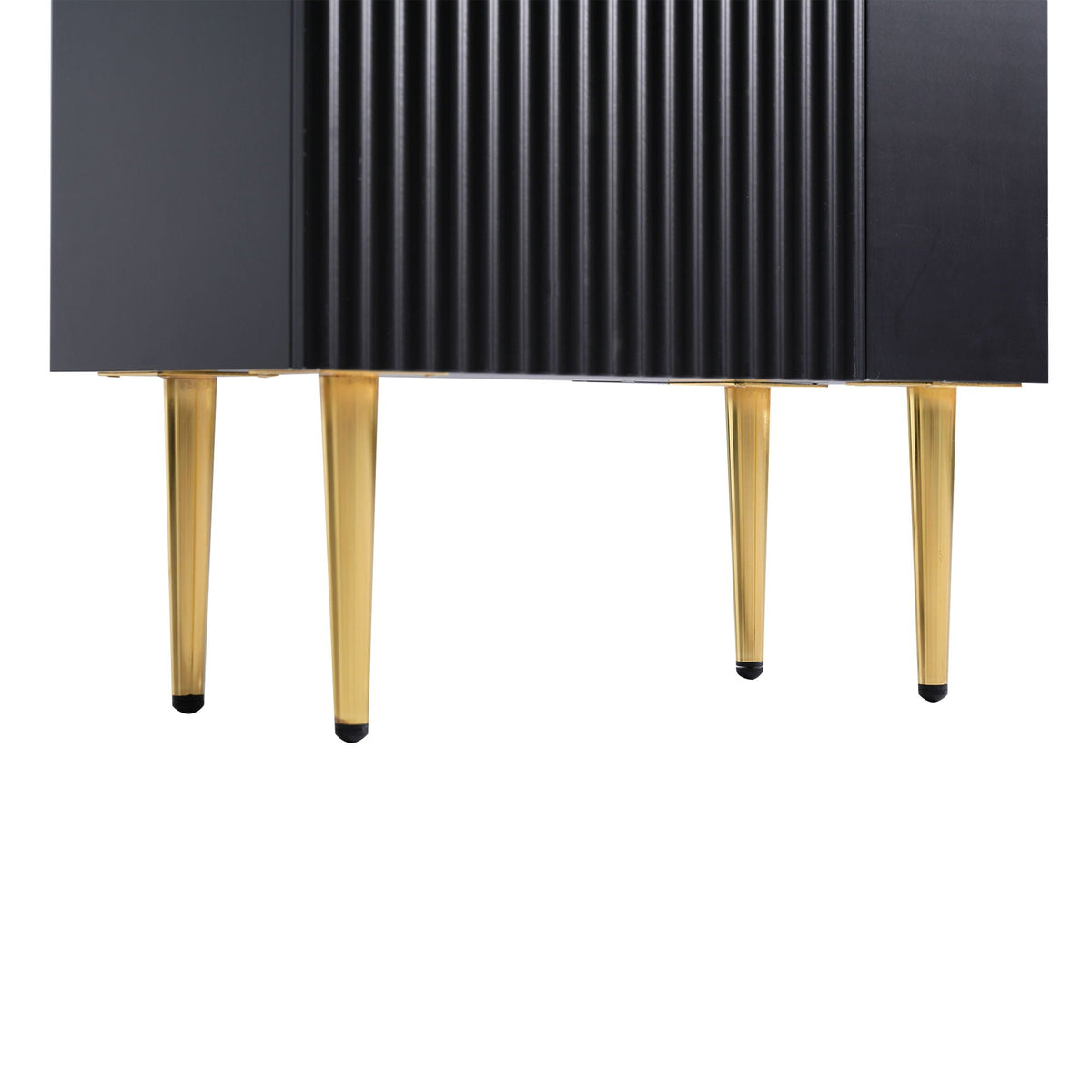 Vanity cabinet in black with ribbed front panel and gold tapered legs HouseOfZazla on Tampa Home & Garden Store