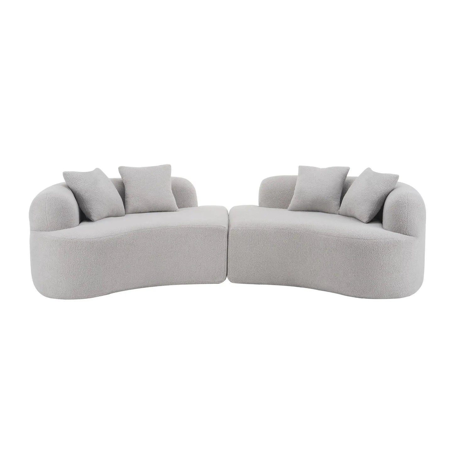 Curved 4 Seater Full Compression Sponge Sofa by Unique Piece Furniture, gray fabric, two modules on Tampa Home & Garden Store