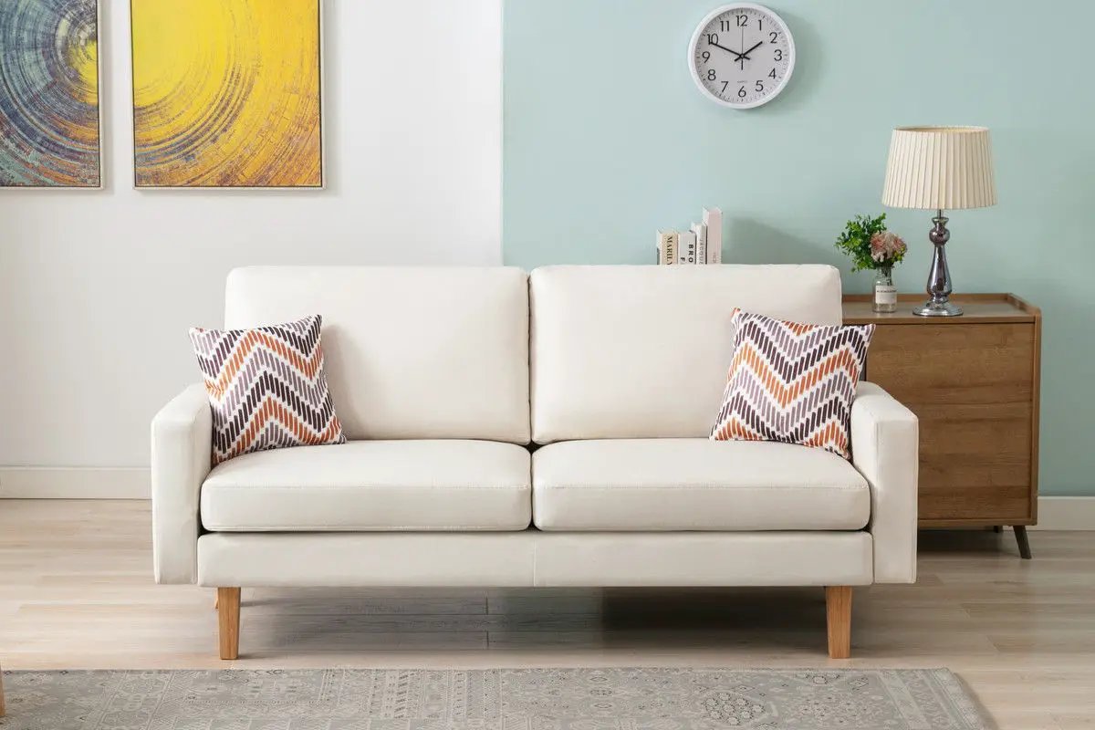 Bahamas Minimalistic Sofa With 2 Throw Pillows