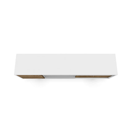 TV stand with wire management, white finish and light brown wood drawer fronts by HouseOfZazla on Tampa Home & Garden Store