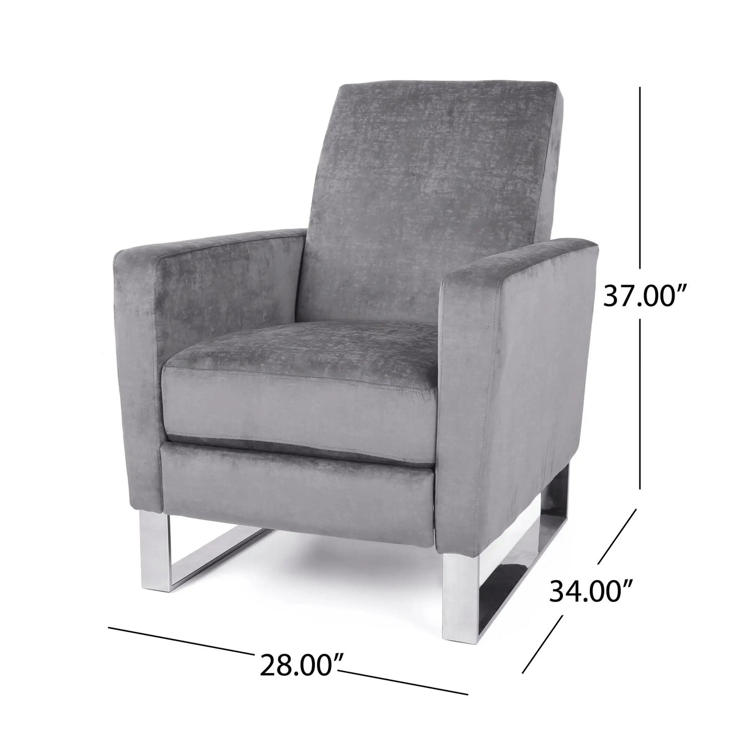 Bolt upholstered reclining chair gray fabric with stainless steel cantilever base on Tampa Home & Garden Store