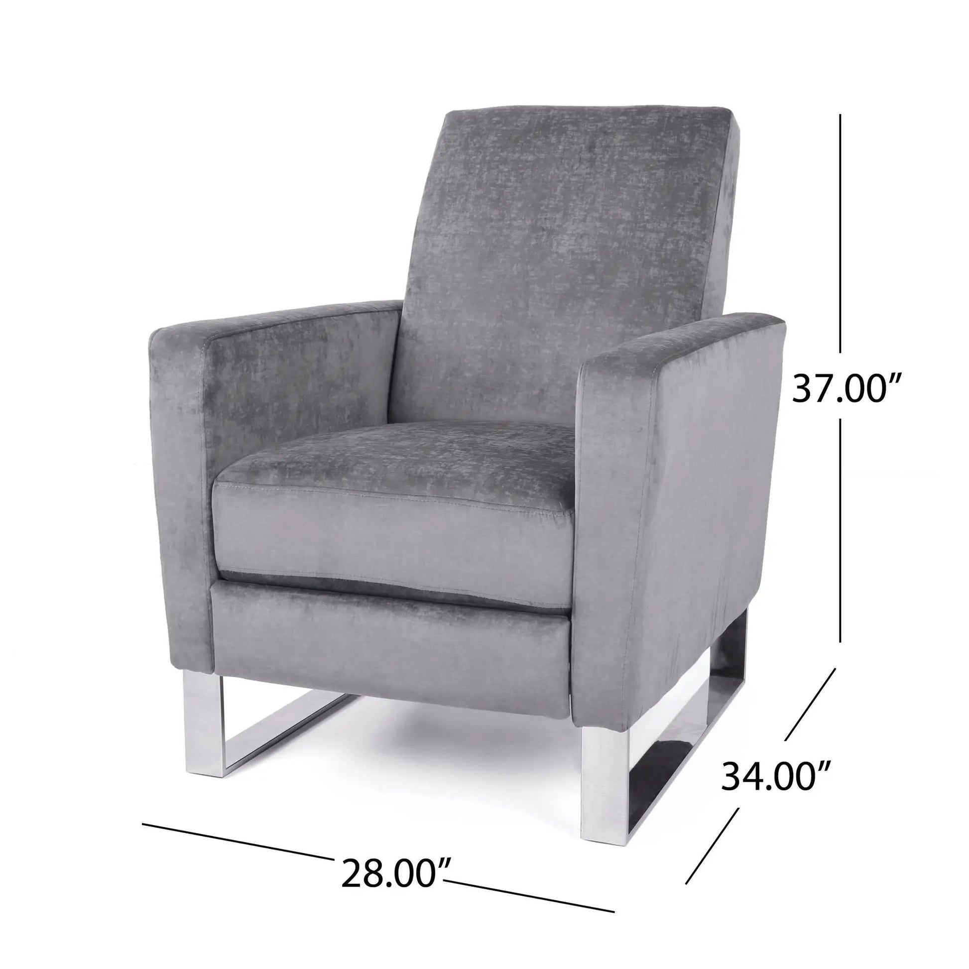 Bolt upholstered reclining chair gray fabric with stainless steel cantilever base on Tampa Home & Garden Store