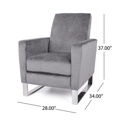 Bolt upholstered reclining chair gray fabric with stainless steel cantilever base on Tampa Home & Garden Store