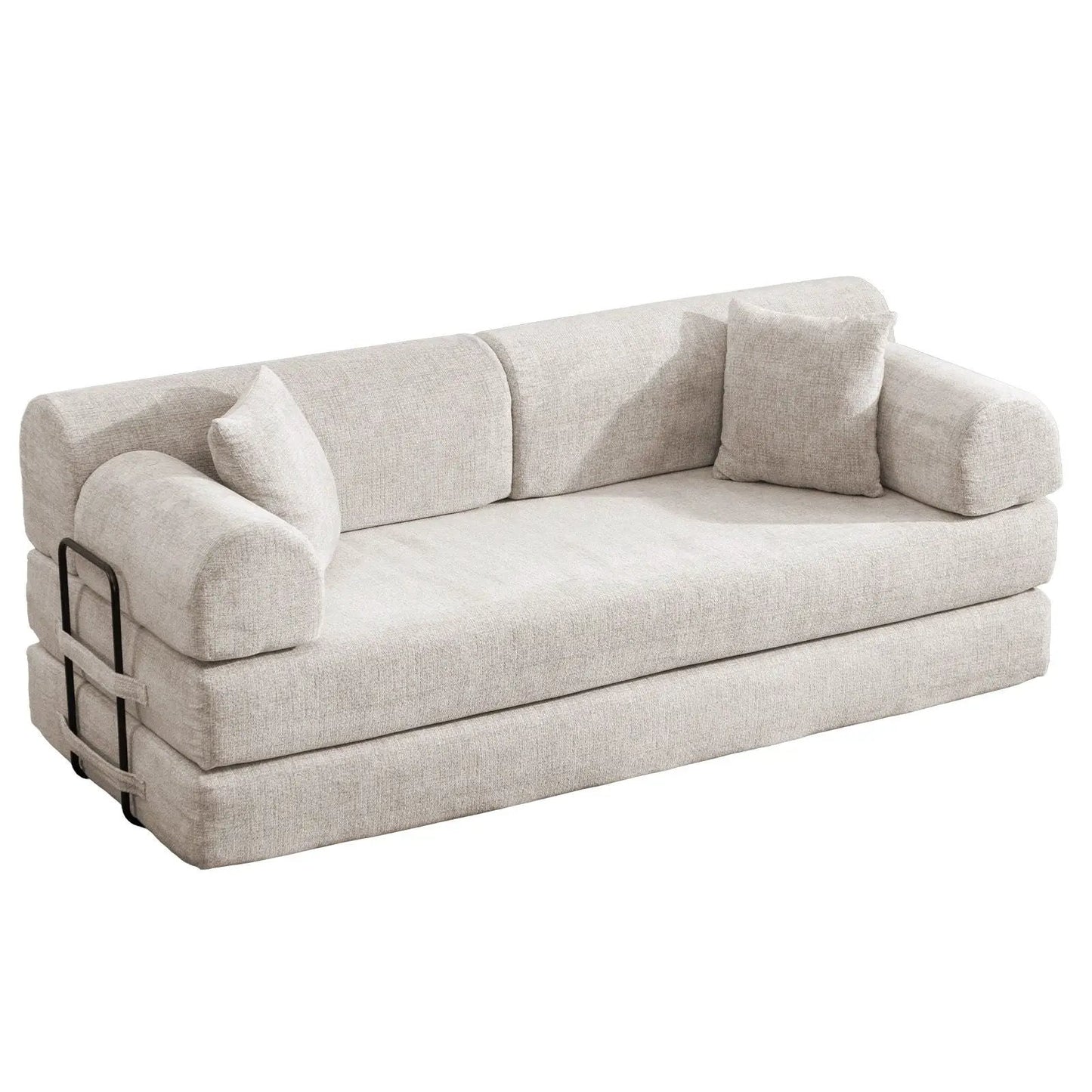 Futon sofa bed Modern 2-tone beige fabric convertible sleeper by Unique Piece Furniture on Tampa Home & Garden Store