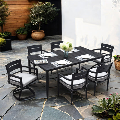 Aluminum Outdoor Dining Table and Cushioned Set