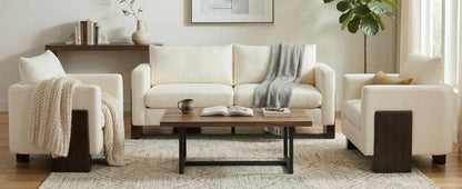 A plush cloud sofa and chenille three piece set