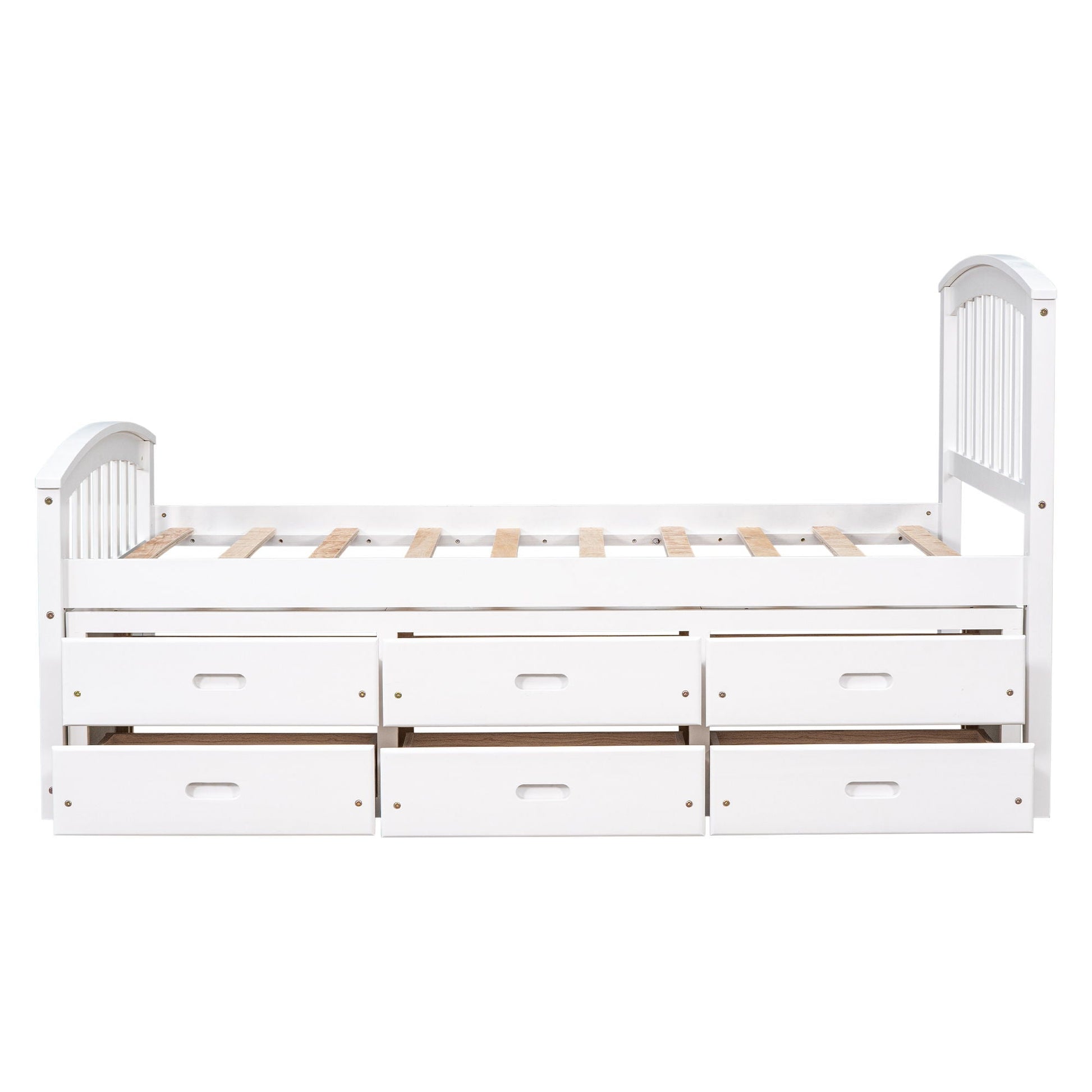 Platform storage bed in white solid wood with 6 under-bed drawers and slatted base on Tampa Home & Garden Store