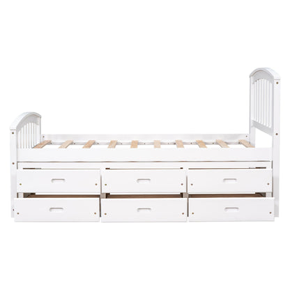 Platform storage bed in white solid wood with 6 under-bed drawers and slatted base on Tampa Home & Garden Store