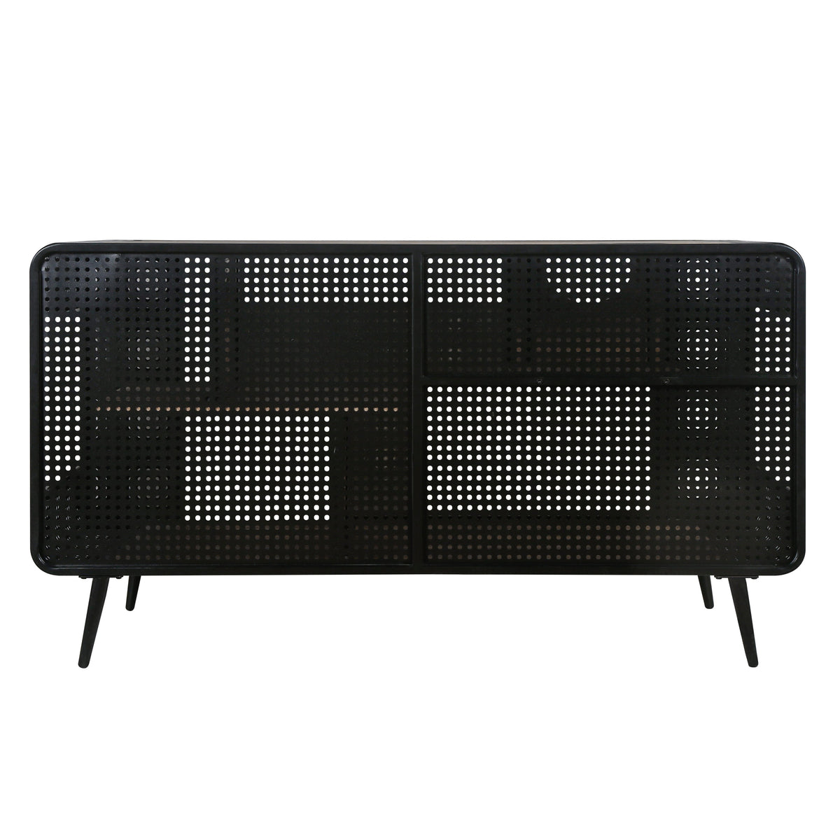 Modern Spacious Cat House black perforated metal panel with slender legs on Tampa Home & Garden Store