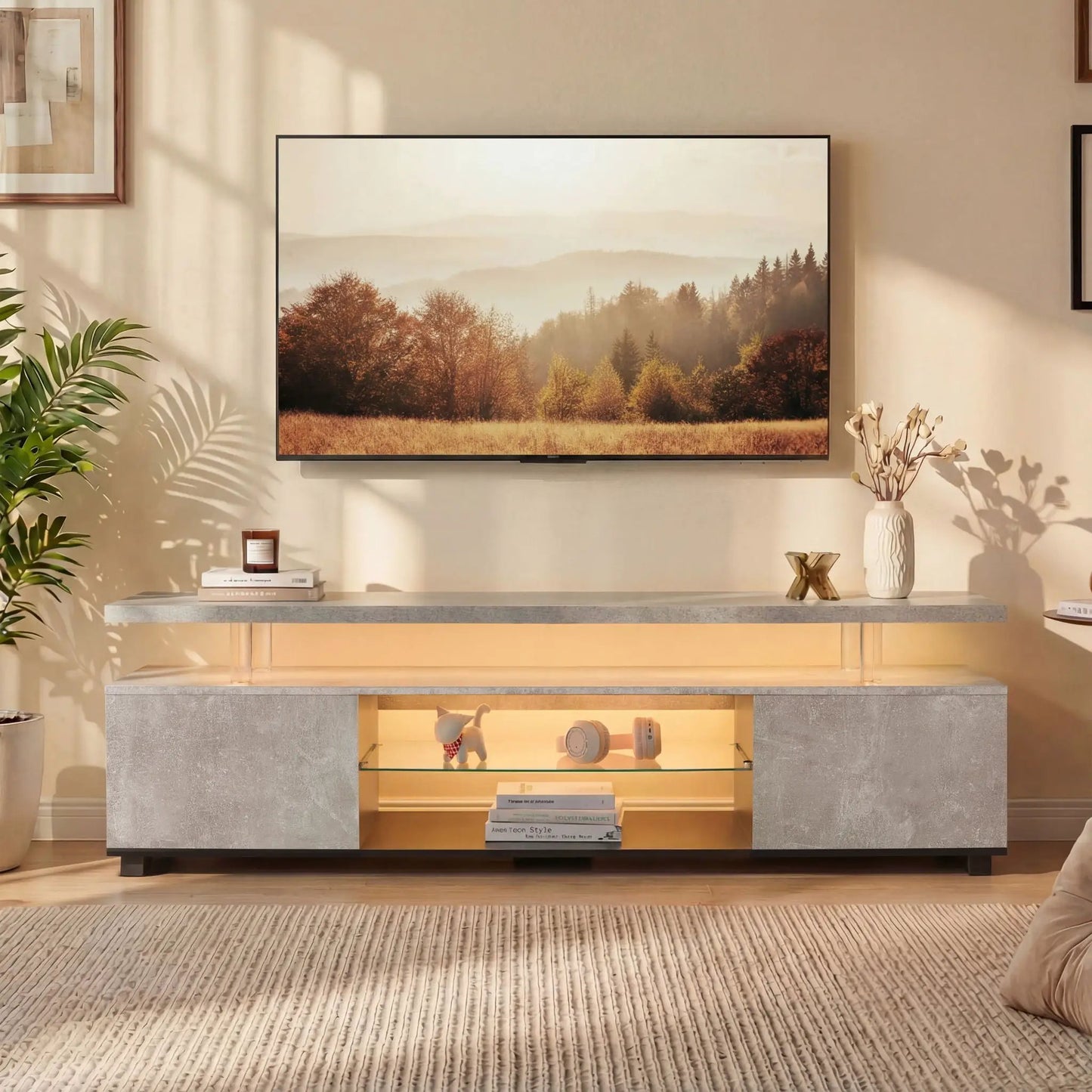 TV stand with LED lighting and large side cabinet by Unique Piece Furniture on Tampa Home & Garden Store