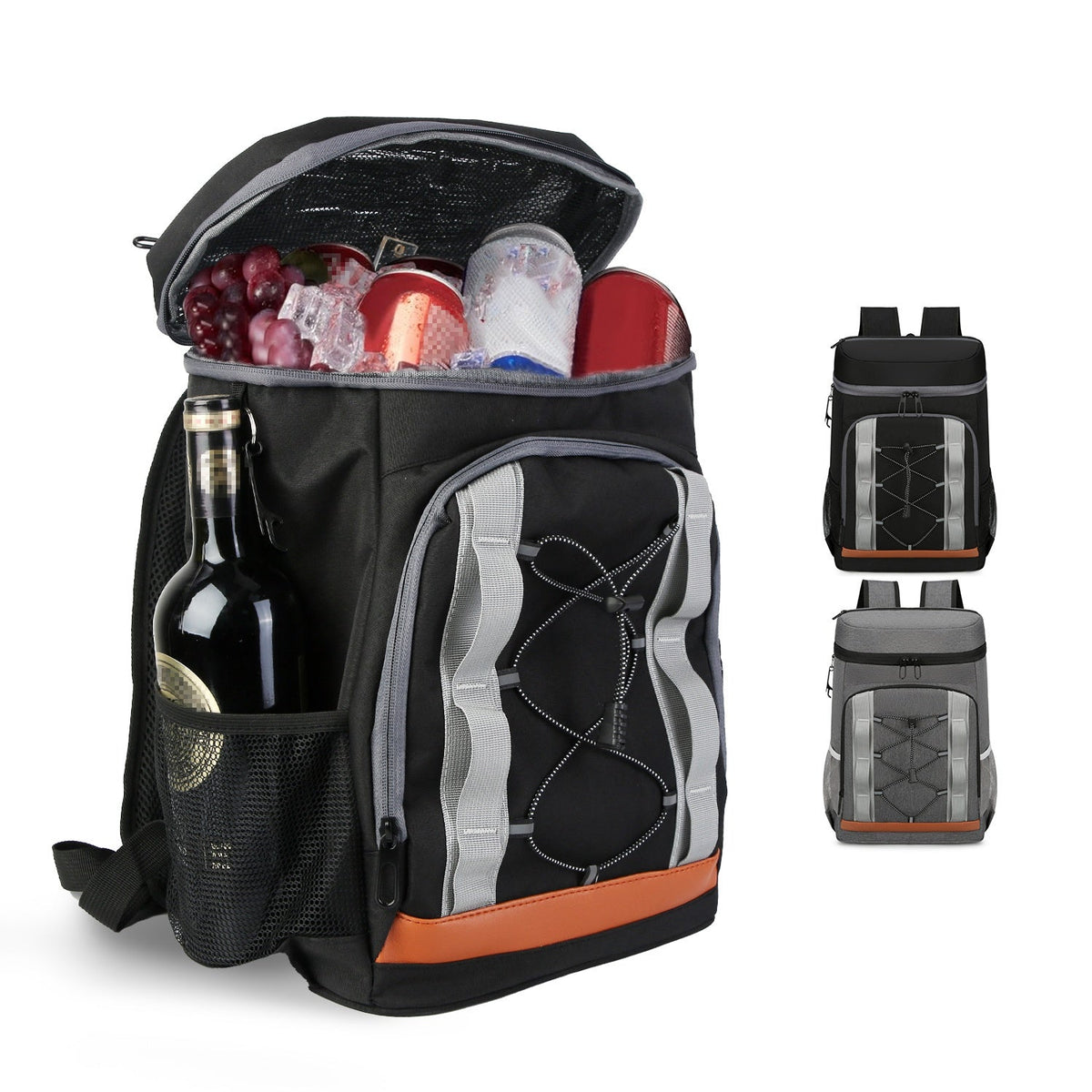 Cooler Backpack 36 Can GemGear leakproof insulated 25L black/orange with side bottle pocket on Tampa Home & Garden Store