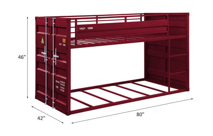 Cargo Twin Over Twin Bunk Bed in red metal frame by HouseOfZazla on Tampa Home & Garden Store