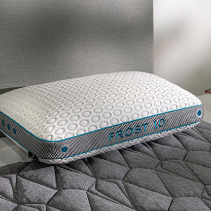 BedGear Frost 1.0 King cooling pillow by HouseOfZazla with dotted cover and blue piping on Tampa Home & Garden Store