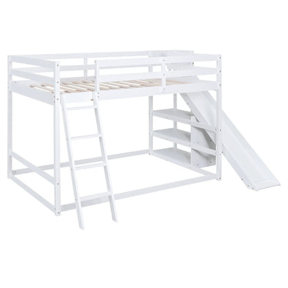 White pine bunk bed with ladder, slide, and shelves by Unique Piece Furniture on Tampa Home & Garden Store