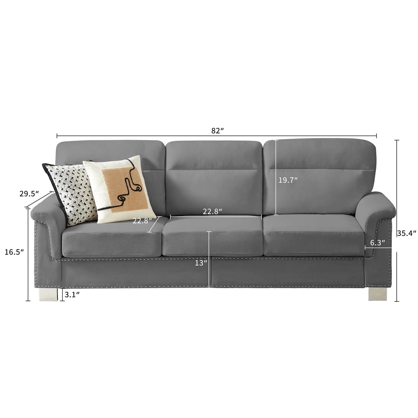 Three Seater Elegant Stationary Sofa for Living