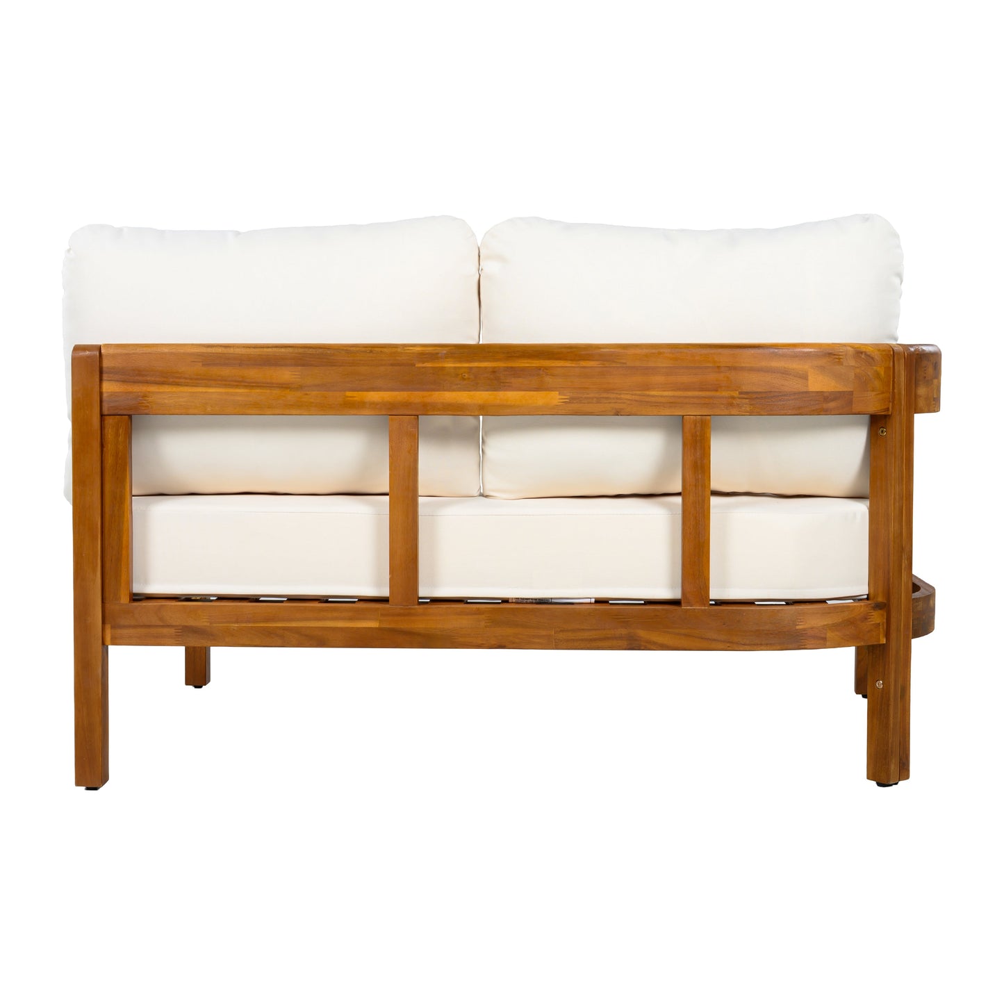 U_Style Acacia solid wood patio sofa with white cushions HouseOfZazla outdoor furniture set on Tampa Home & Garden Store