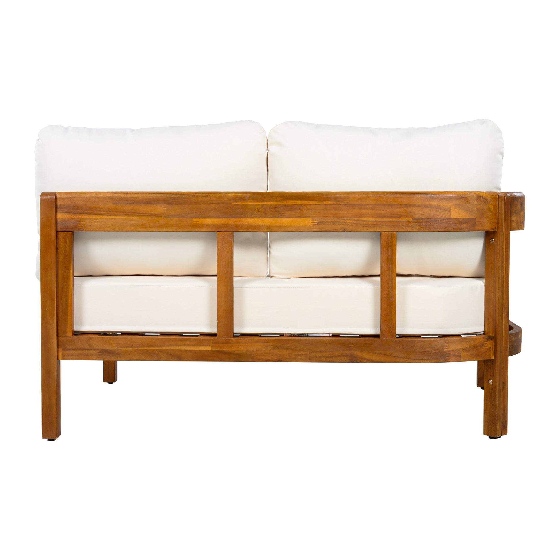 U_Style Acacia solid wood patio sofa with white cushions HouseOfZazla outdoor furniture set on Tampa Home & Garden Store
