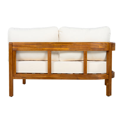 U_Style Acacia solid wood patio sofa with white cushions HouseOfZazla outdoor furniture set on Tampa Home & Garden Store