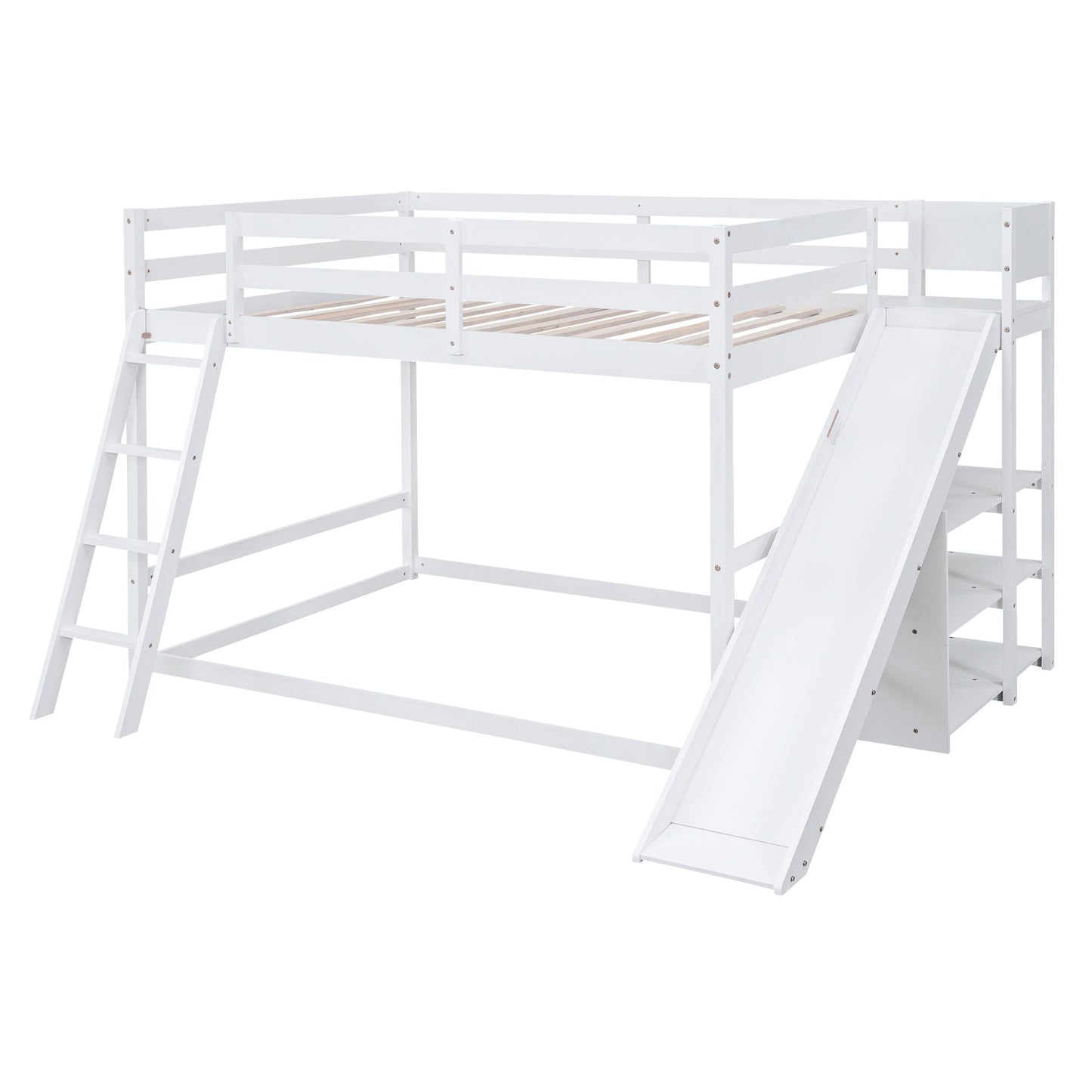 Bunk bed with ladder and slide in white pine wood by HouseOfZazla on Tampa Home & Garden Store