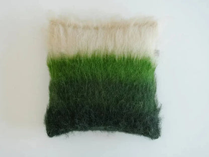 Emerald green cream handwoven wool pillow brushed texture by Creating Comfort on Tampa Home & Garden Store