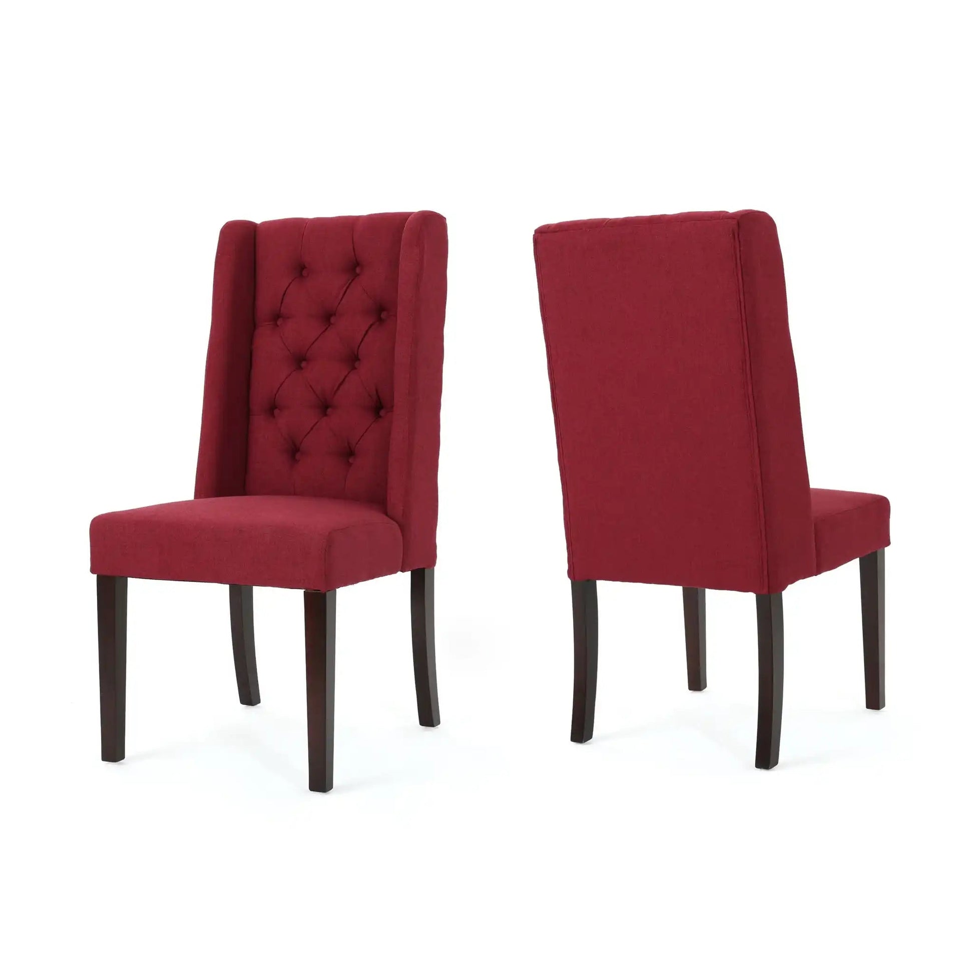 Sophisticated tufted dining chair set with high back burgundy velvet upholstery HouseOfZazla pair on Tampa Home & Garden Store