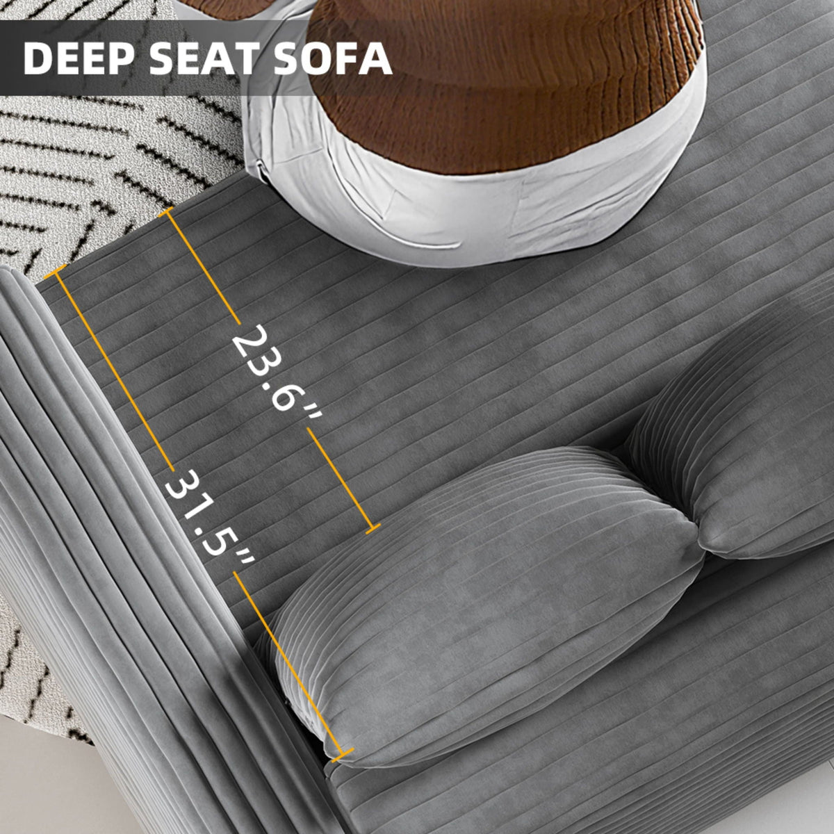 Convertible Sofa With Deep Seat and Pillows