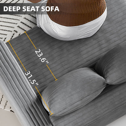 Deep Seat Sofa Bed With Ottoman and Soft Pillows