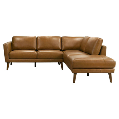 Benson Sectional Sofa with Chaise in caramel leather, Unique Piece Furniture on Tampa Home & Garden Store