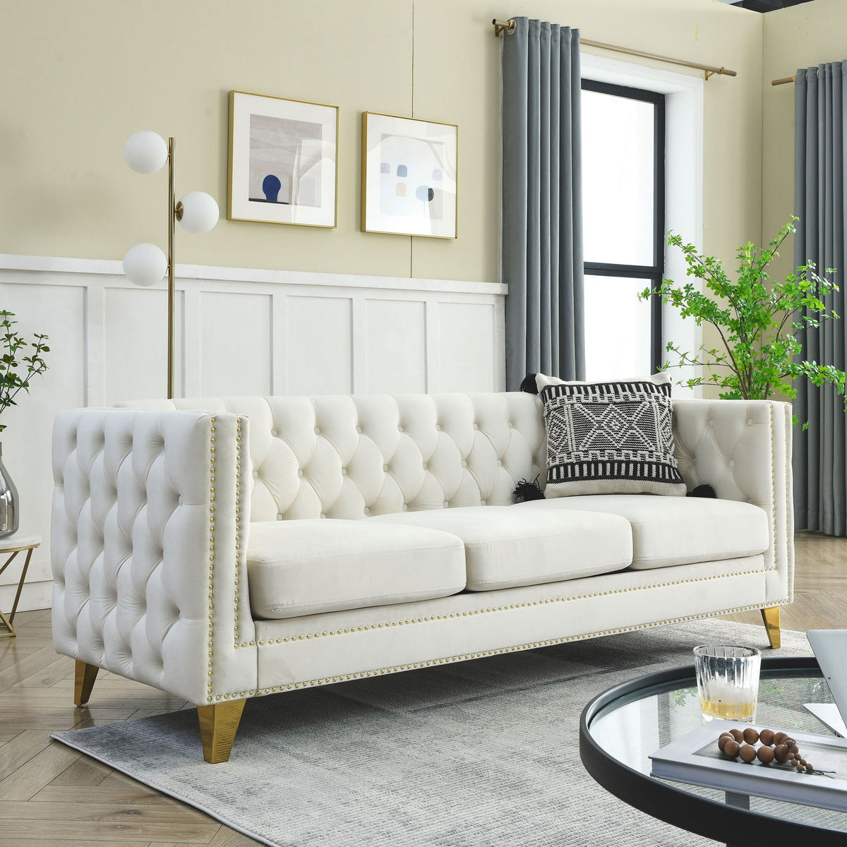 Upholstered Chesterfield Sofa for Living Room
