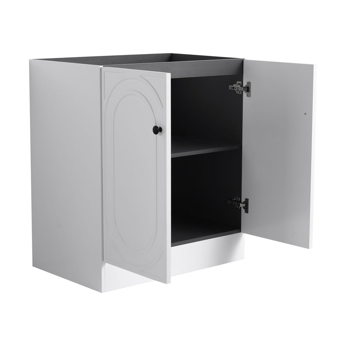 Freestanding bathroom vanity with softclose HouseOfZazla white cabinet 2 doors dark interior on Tampa Home & Garden Store
