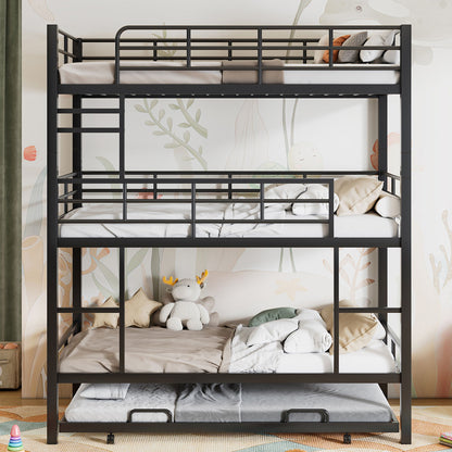 Triple Bunk Bed With Trundle in heavy duty black steel by HouseOfZazla on Tampa Home & Garden Store