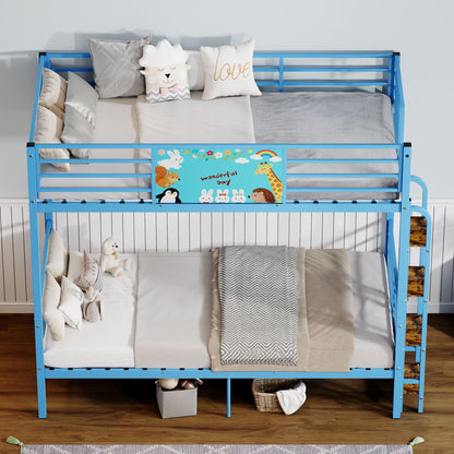 Bunk bed blue HouseOfZazla, converts to two twin beds with guardrails and ladder on Tampa Home & Garden Store