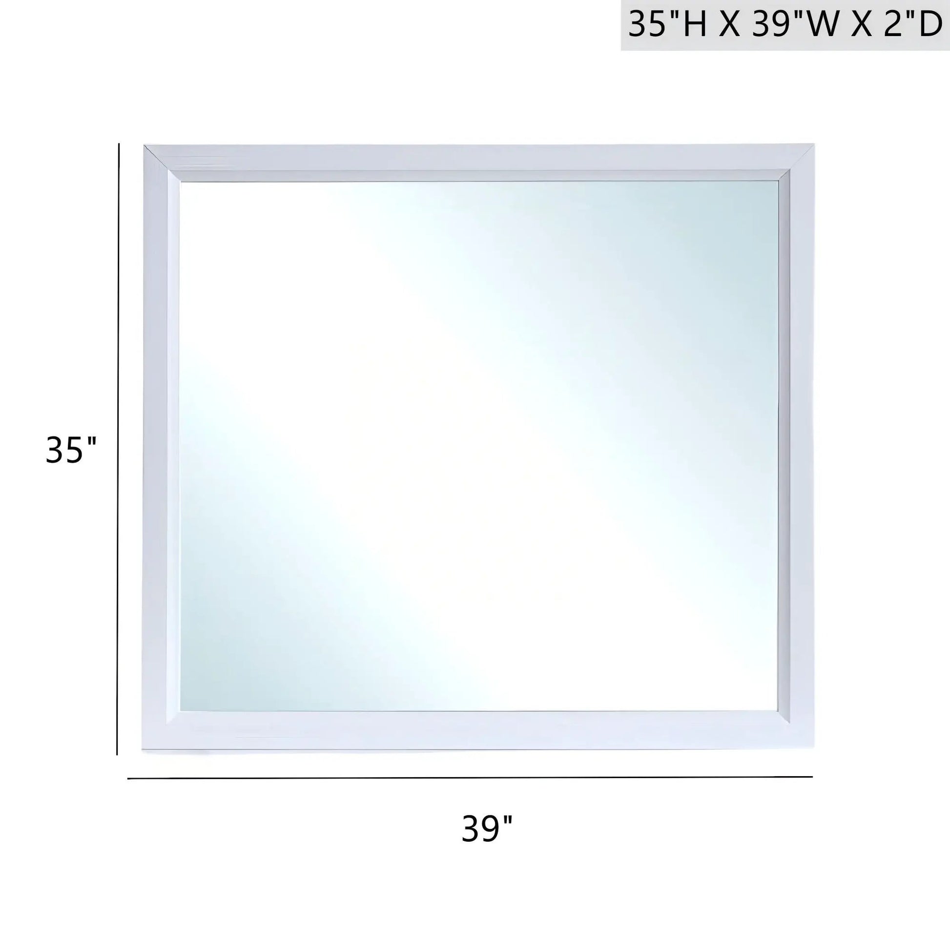 Glasgow mirror 35x39 minimalist white frame low distortion glass on Tampa Home & Garden Store