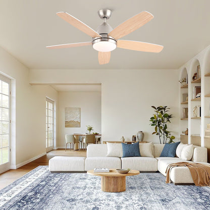HouseOfZazla 52in brushed nickel ceiling fan with integrated LED light kit and remote on Tampa Home & Garden Store