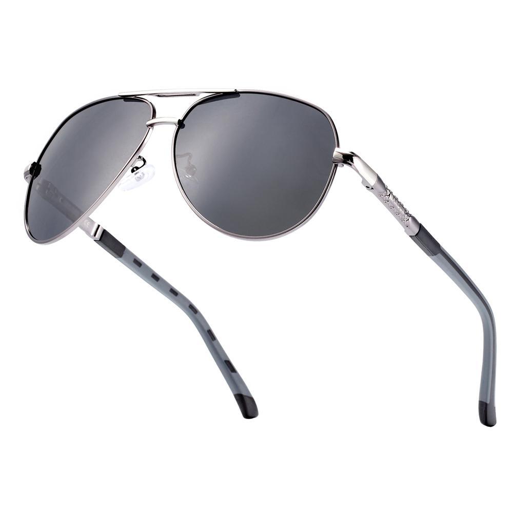 Stevvex polarized aviator sunglasses with grey lenses, metal frame, UV400 protection on Tampa Home & Garden Store