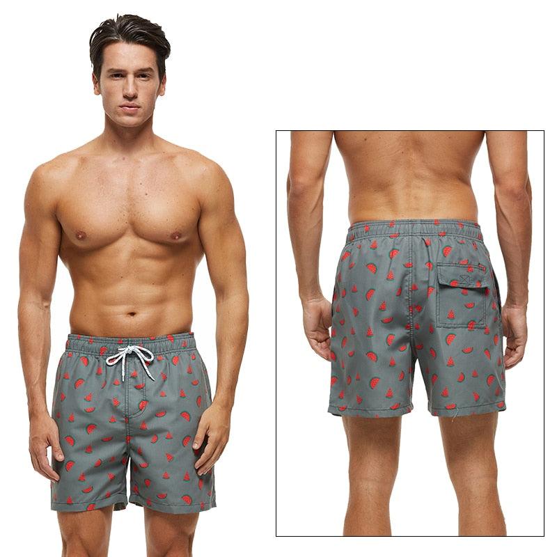 Stevvex men's boardshorts watermelon print quick-dry trunks drawstring waist pocket on Tampa Home & Garden Store