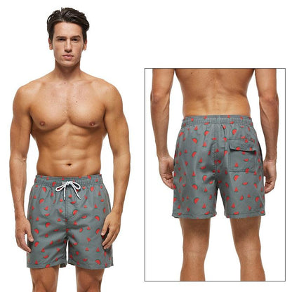 Stevvex men's boardshorts watermelon print quick-dry trunks drawstring waist pocket on Tampa Home & Garden Store
