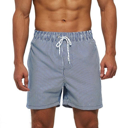 Stevvex men's striped boardshorts with drawstring waist blue/white quick-dry swim trunks on Tampa Home & Garden Store