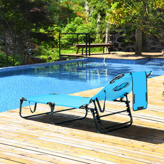 Beach Chaise Lounge Chair with Face Hole and Removable Pillow-Turquoise - Tampa Home & Garden Store