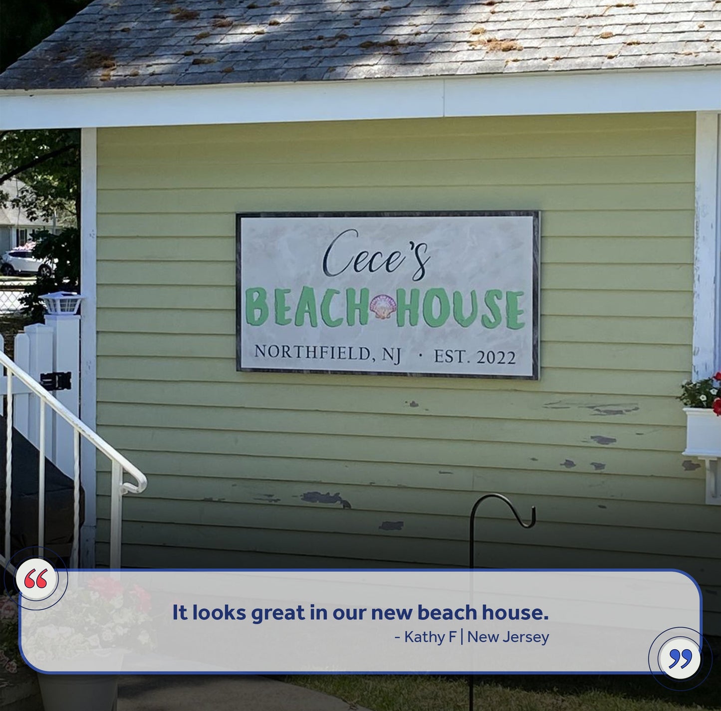 Beach House Sign III canvas by Tailored Canvases on olive wall with Cece's Beach House graphic on Tampa Home & Garden Store