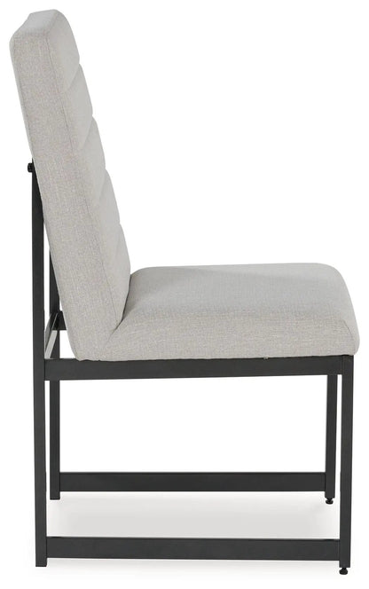 Tomtyn dining upholstered side chair set of 2, light brown fabric, black metal frame on Tampa Home & Garden Store