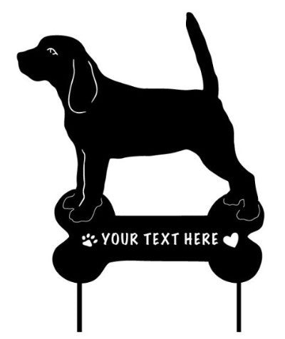 Beagle garden stake by Rustica Ornamentals standing hound silhouette on bone plaque on Tampa Home & Garden Store
