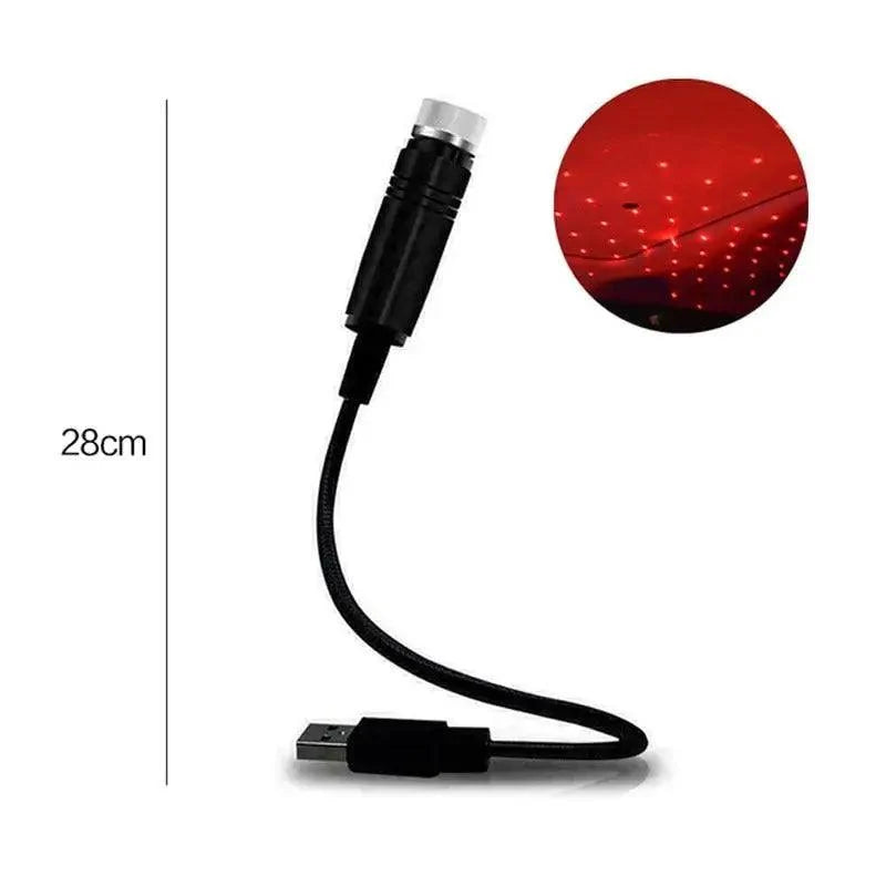 Stevvex USB star light projector, black cord with USB plug, red star glow for cars and home on Tampa Home & Garden Store
