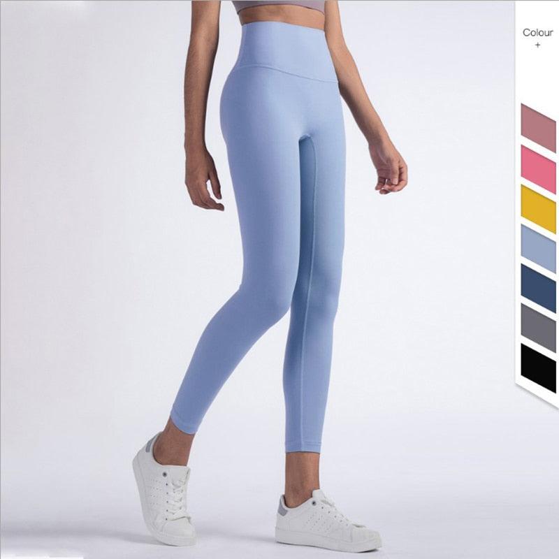 Stevvex women's high-waist seamless leggings in light blue for running and yoga on Tampa Home & Garden Store