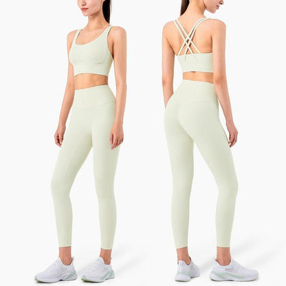 Stevvex full-length seamless leggings high-waist pale mint workout pants front and back views on Tampa Home & Garden Store