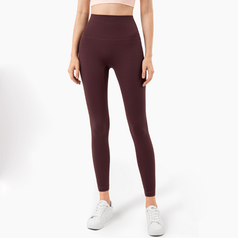 Leggings Stevvex burgundy high-waist full-length seamless running pants for fitness yoga on Tampa Home & Garden Store