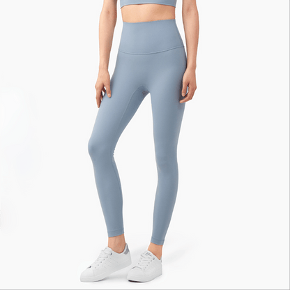 Stevvex women's full-length seamless leggings, high-waist, light blue on Tampa Home & Garden Store